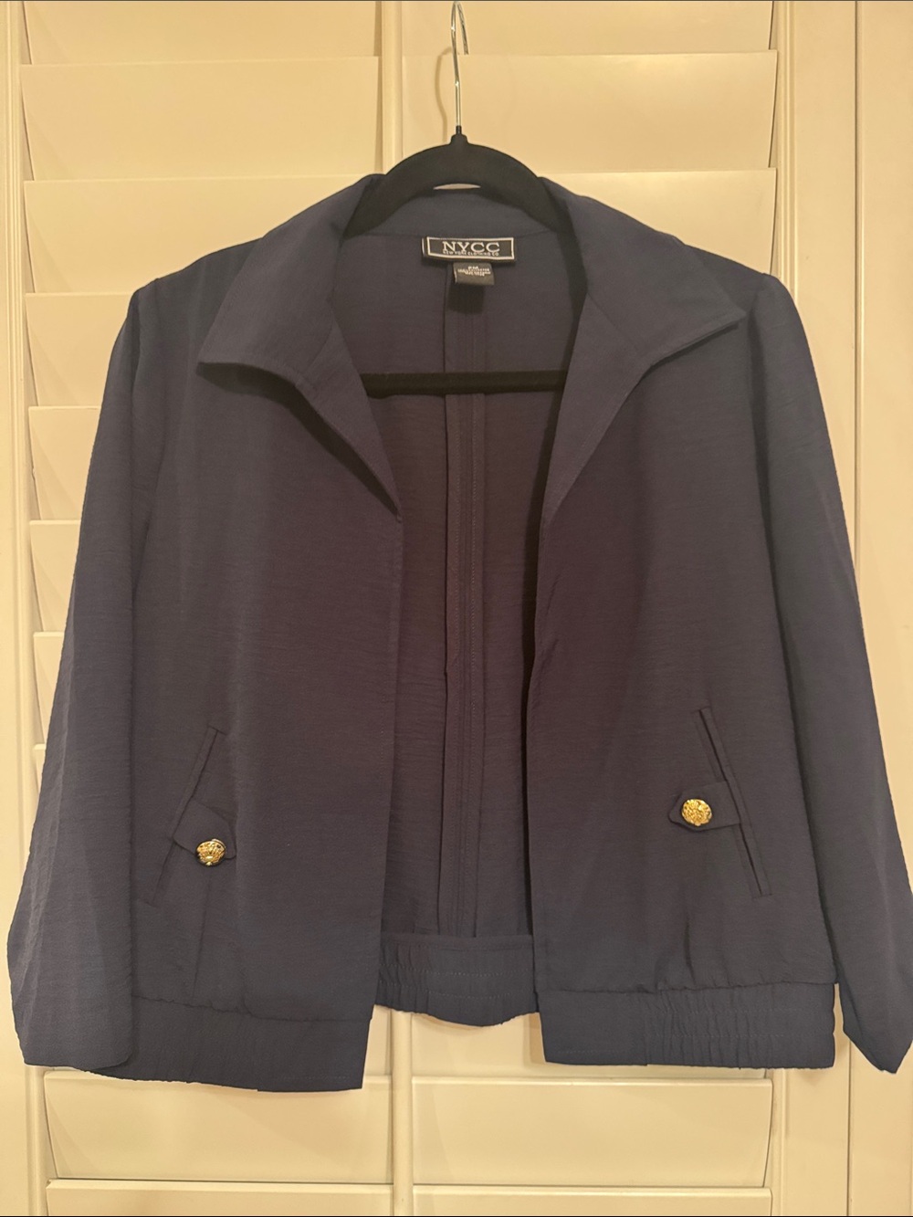 NYCC Navy Zip Jacket with Gold-Tone Pocket Buttons